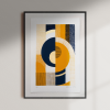 A mockup of a framed abstract geometric screen print